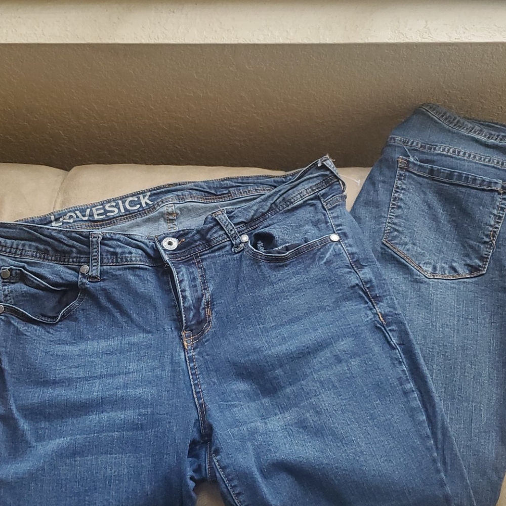 Two pairs of Lovesick skinny jeans in 16